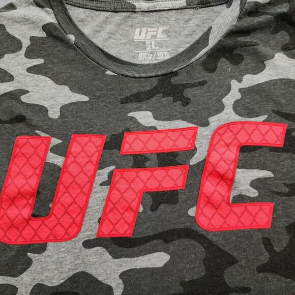 UFC Fighting Mens Camo Short Sleeve Crew Neck T-Shirt Grey Cotton-Blend Size L - Picture 2 of 8